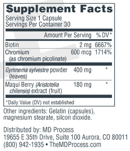 GlucoBerry Supplement Label