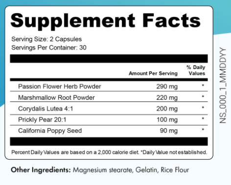 NervoVive Supplement Label