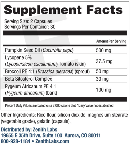 TitanFlow Prostate Supplement Label